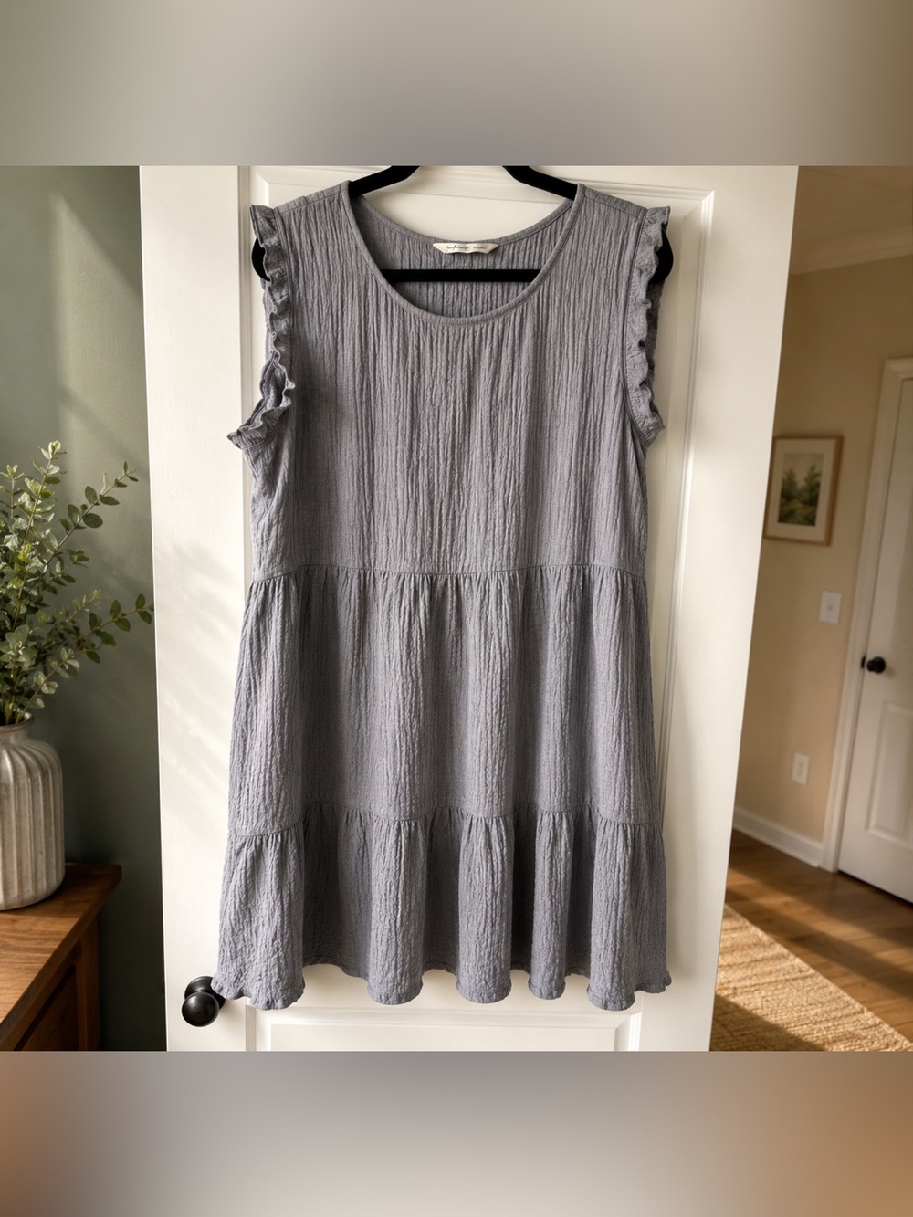 Sonoma Sleeveless Crinkle Tank Dress in Light Gray